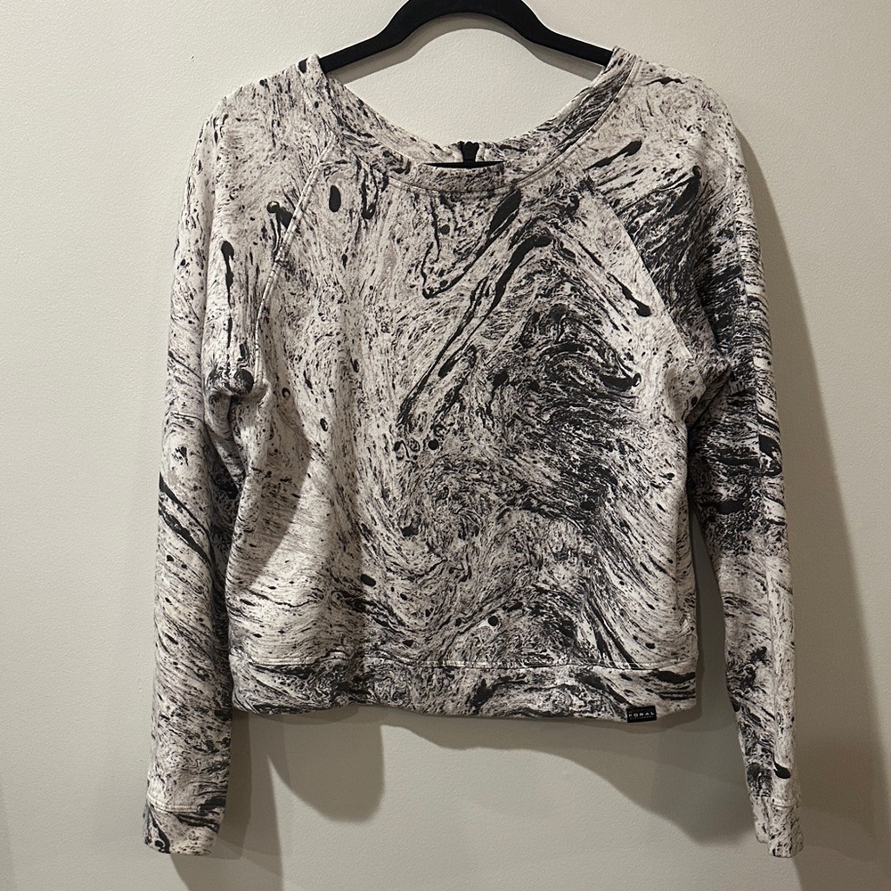 Koral Black and White Marble Swirl Sweatshirt w/ zipper - Athleisure, Workout